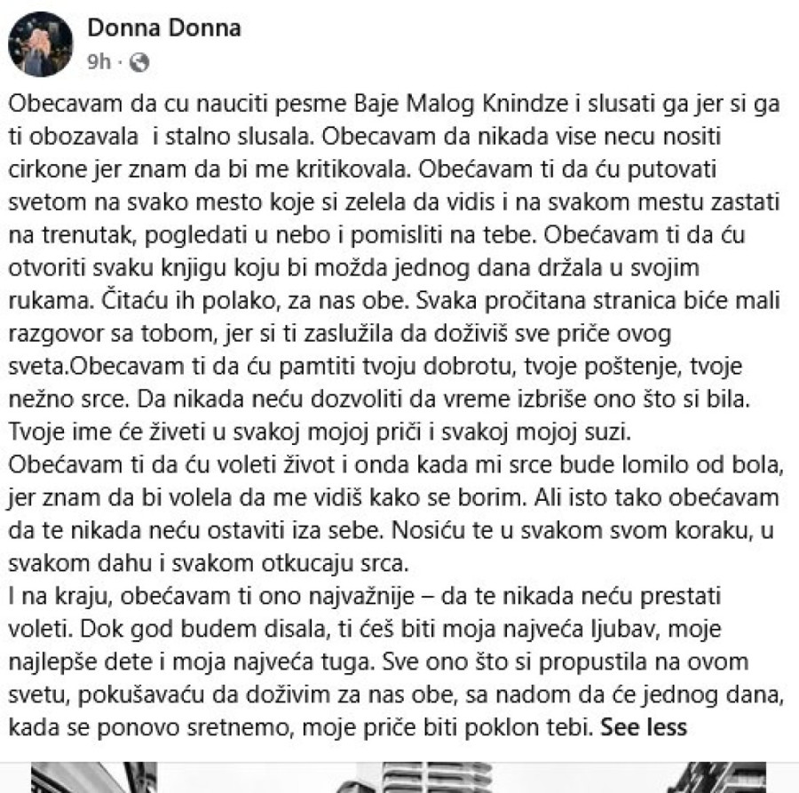 "Dok budem disala, bićeš moja najveća ljubav i tuga..." Poruka Nevene Hot posle sahrane ćerke (FOTO)