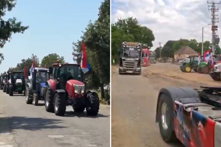 Bogatić čeka Vučića: Vijore se trobojke, traktori i kamioni pristižu (VIDEO)