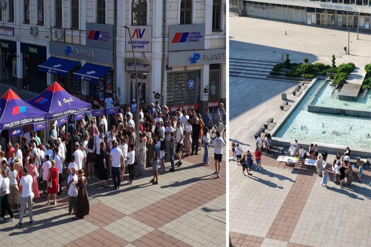 Srbija definitivno pobeđuje, slike iz Čačka sve govore: Kod SNS-a puni štandovi, kod blokadera u isto vreme 25 ljudi! (FOTO)