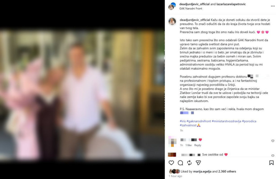 Prvo Deino oglašavanje, nakon što je sa ćerkom iz porodilišta otišla kući! (FOTO)
