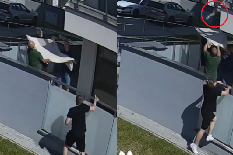 U pitanju su bile sekunde! Komšije se udružile i ćebetom spasile devojčicu koja je pala sa zgrade (VIDEO)