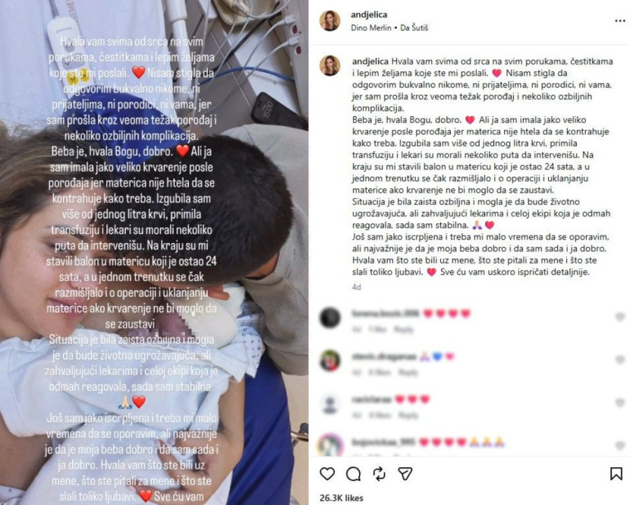 Jutjuberka o problemima s kojima se suočila na porođaju: Razmišljalo se i o uklanjanju materice!