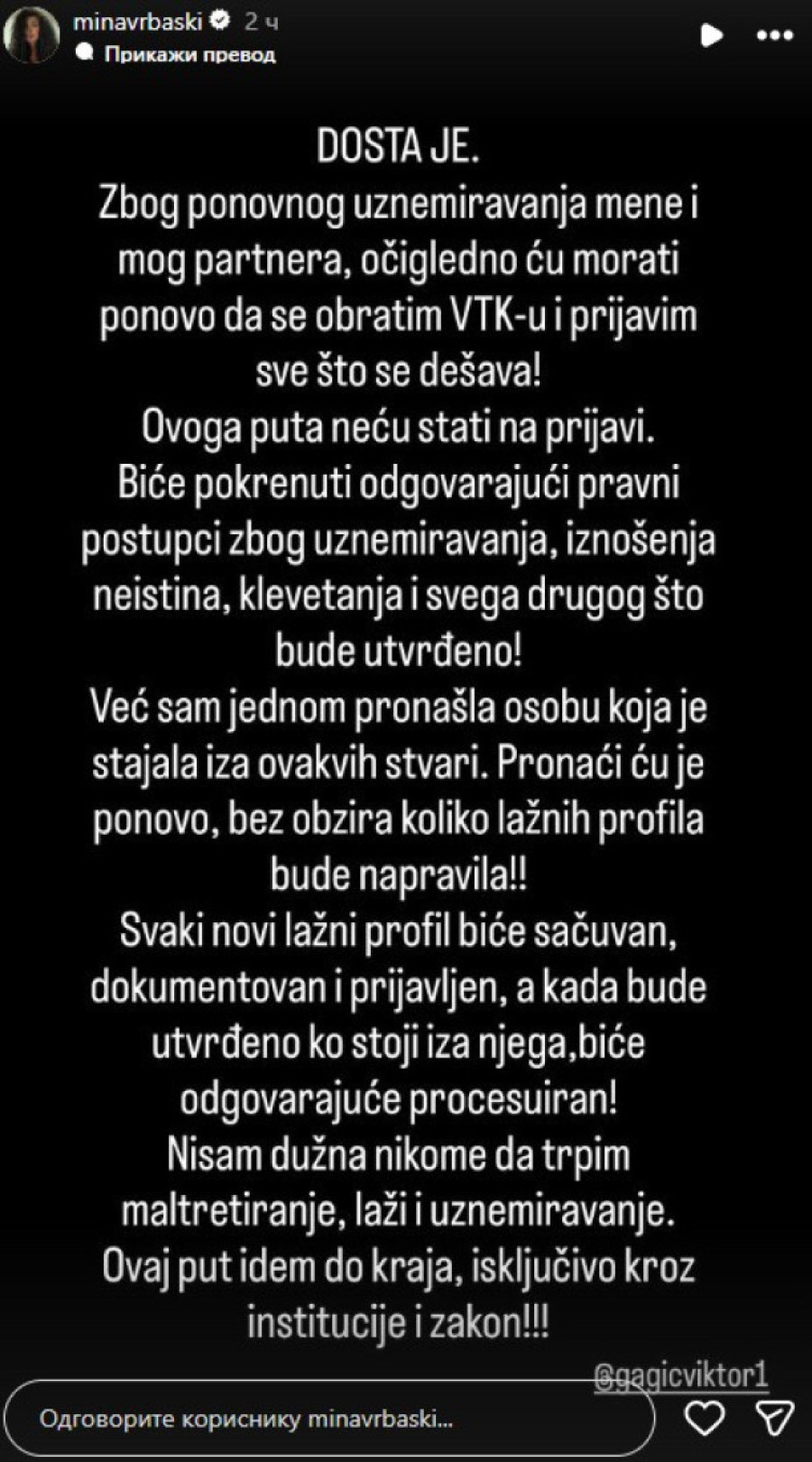 "Ovoga puta neću stati na prijavi!" Mina Vrbaški zajedno s dečkom prolazi kroz ozbiljnu dramu (FOTO)