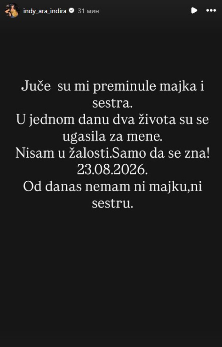 Indi baš otpisala sestru Editu, a ovo je prethodilo tome: Razočarala me je i za mene je od danas mrtva!