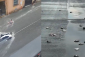 Strašno nevreme pogodilo Španiju! Čoveka nosila bujica, grad poubijao ptice, na ulicama ostali krv i perje (VIDEO)