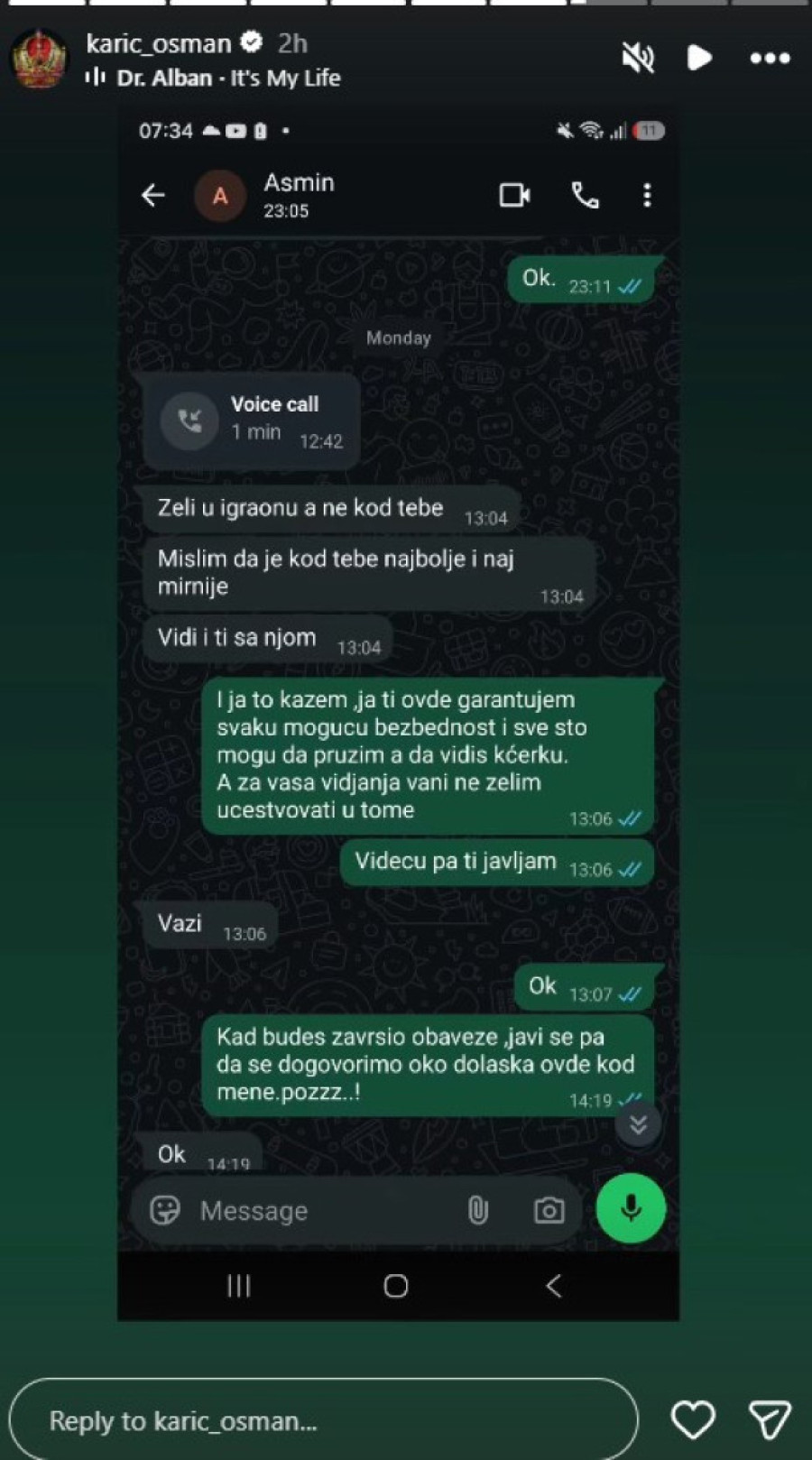 "Ne želim da učestvujem u tome!" Isplivala Asminova prepiska oko susreta sa ćerkom Norom!
