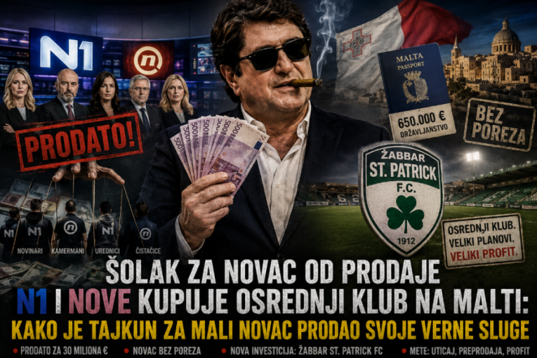 Šolak za novac od prodaje N1 i Nove kupuje osrednji fudbalski klub na Malti: Kako je tajkun za mali novac prodao svoje verne sluge