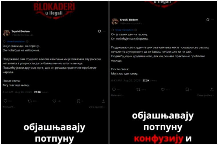 Bivši blokader javno priznao: „Podržavao sam studente, ali moj glas ide Vučiću“