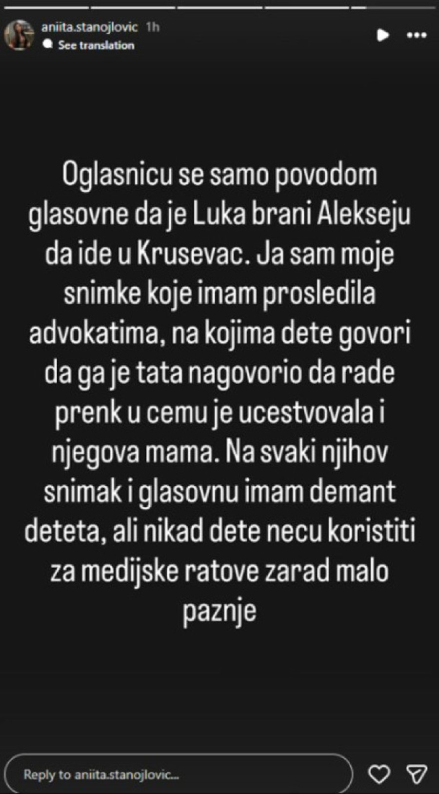 "Luka brani Alekseju da ide u Kruševac!" Bukti rat Anite i njenog bivšeg sa kojim ima sina!