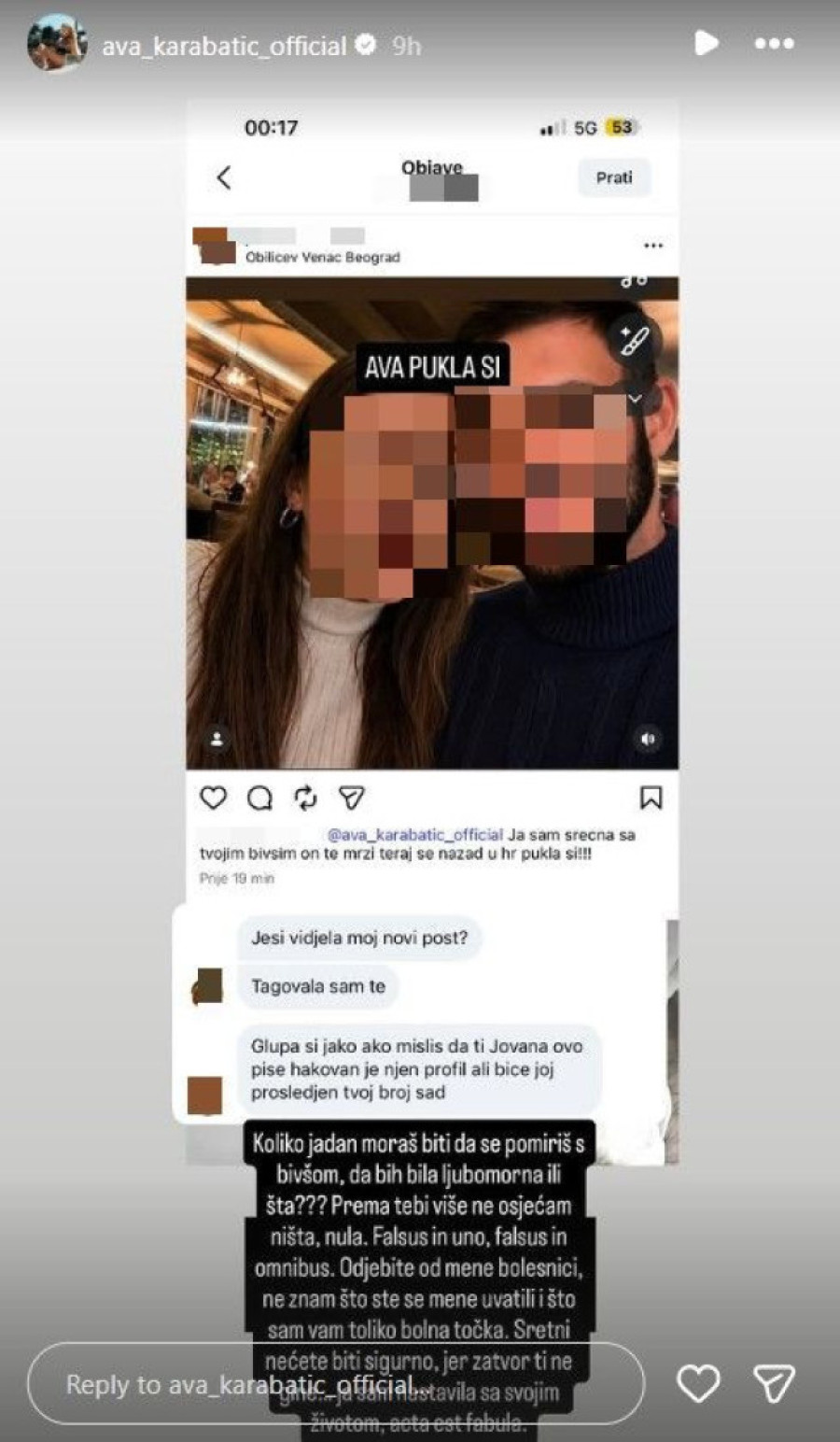 Ava Karabatić dobija pretnje od nove devojke svog bivšeg verenika: "Teraj se nazad u Hrvatsku, pukla si!"