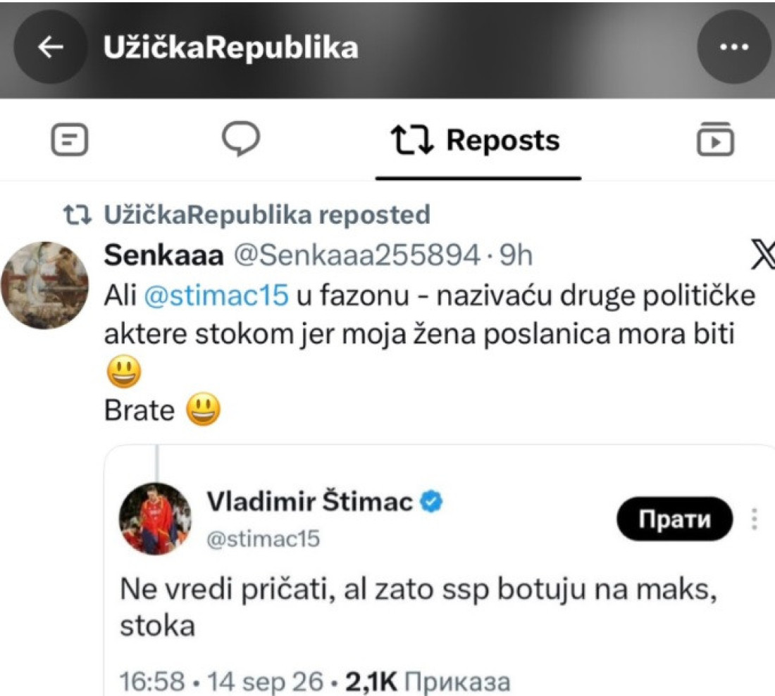Novi haos u redovima blokadera: Ješić žestoko odgovorio Štimcu - Gura ženu da bude poslanica