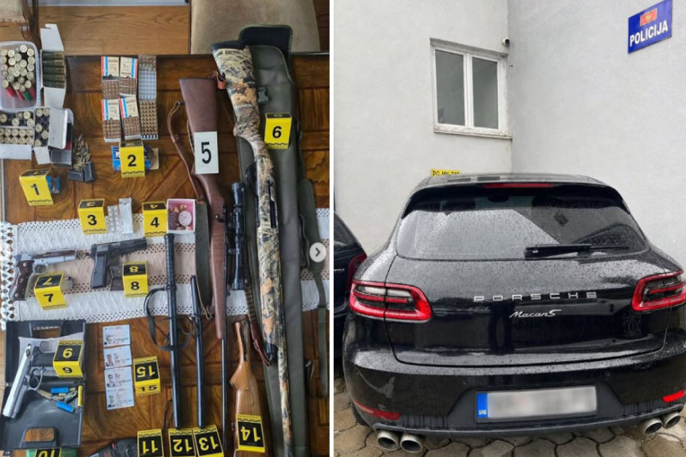 Velika policijska akcija: Uhapšen muškarac, zaplenjeno 11 komada oružja, 430 metaka i "porše"