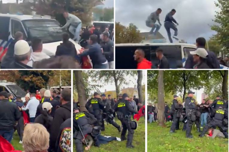 Pristalice OVK divljaju u Hagu posle presude Tačiju i ostalima: Gađali policiju, skakali po vozilima, radio vodeni top
