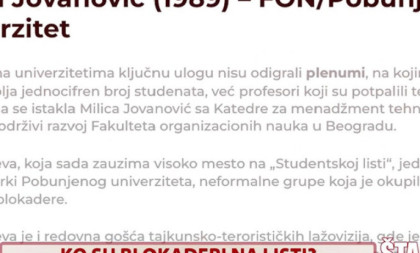Šta to radite: Ko su blokaderi na listi? Milica Jovanović