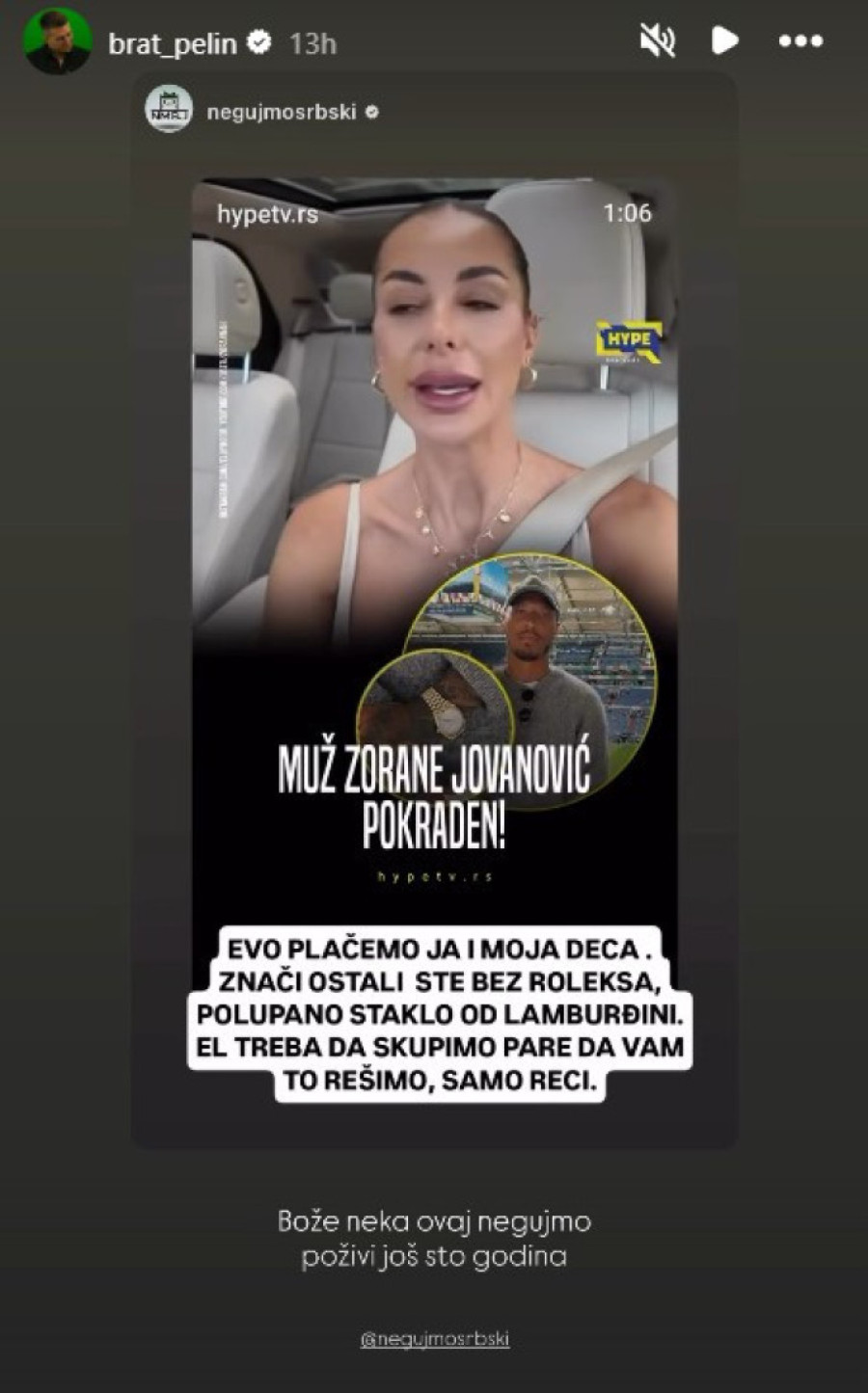 Zorannah predmet podsmeha zbog ukradenog Roleksa njenog muža: "Je l’ treba da skupimo pare?"