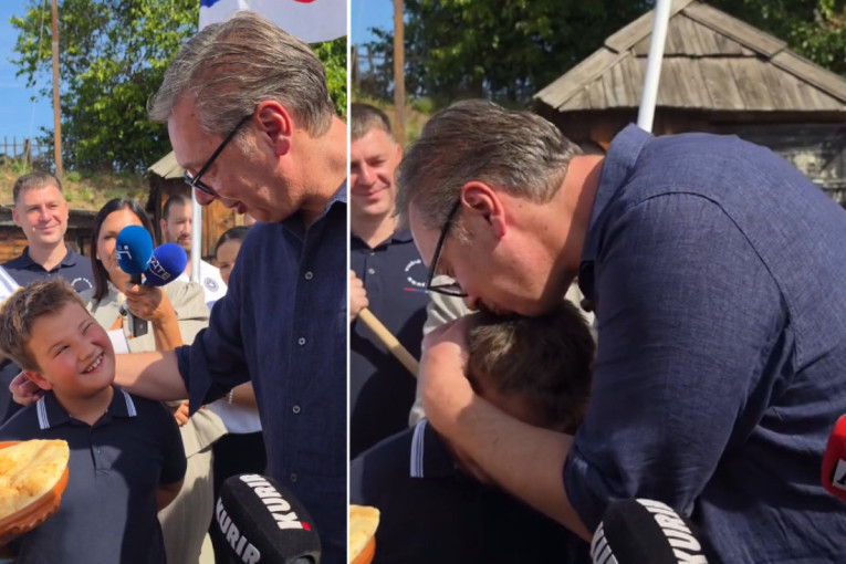 Mališan čekao predsednika tri godine: Vučić sreo dečaka u Velikoj Plani, zagrlio ga i poljubio (VIDEO)