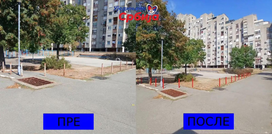 Nova akcija aktivista SNS-a na Novom Beogradu: U Bloku 61 uređuju stazu i farbaju stubiće u Ulici Jurija Gagarina