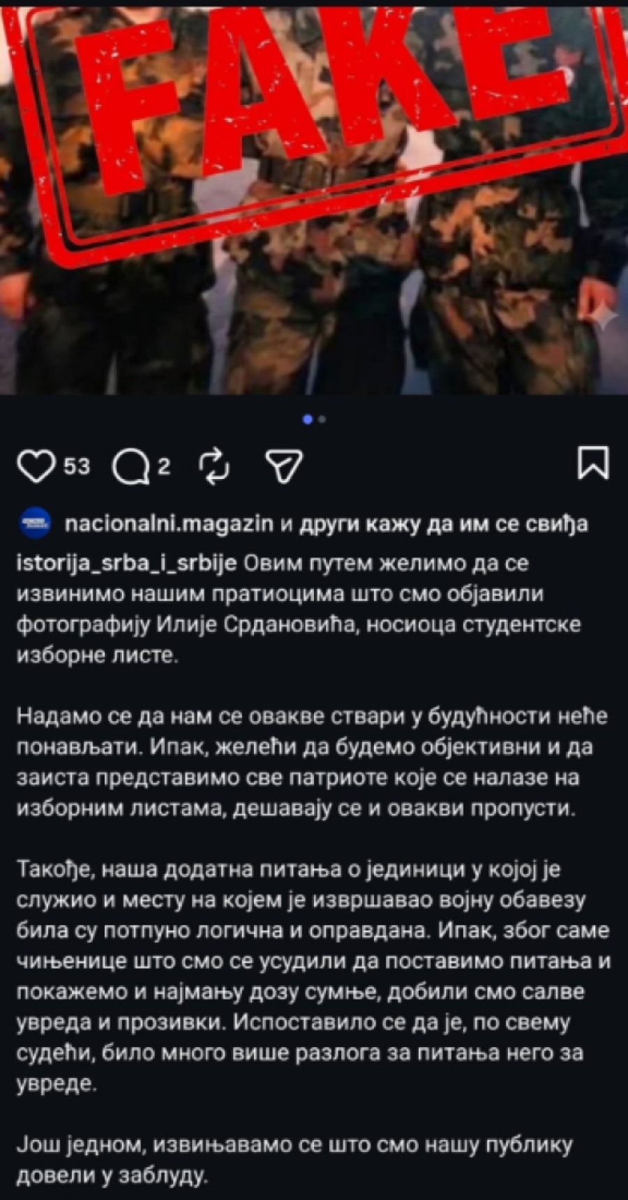 Raskrinkani lažovi blokaderski koji su od Srdanovića pravili vojnika: Crnogorski nacionalisti se izvinili zbog lažne fotografije