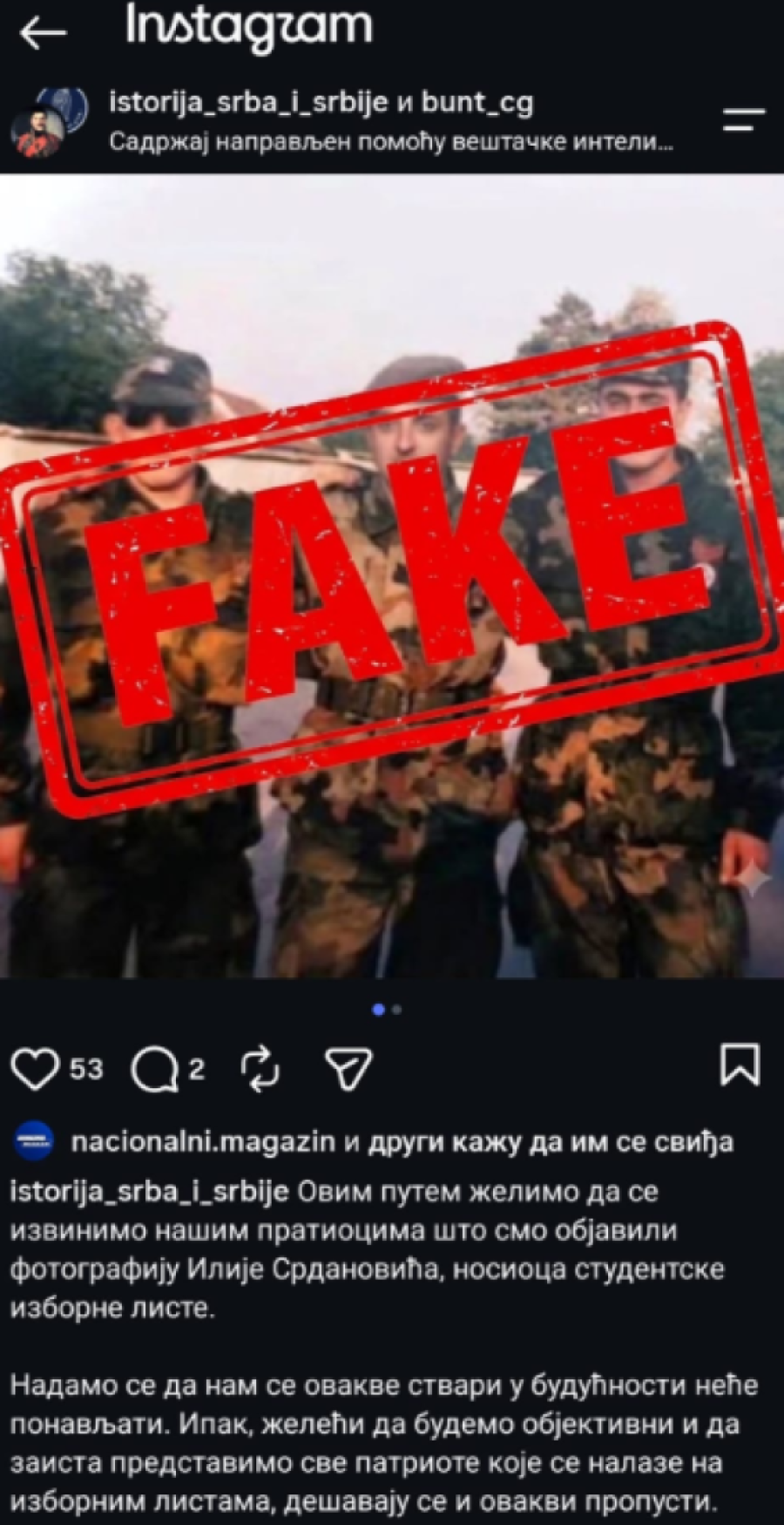 Raskrinkani lažovi blokaderski koji su od Srdanovića pravili vojnika: Crnogorski nacionalisti se izvinili zbog lažne fotografije