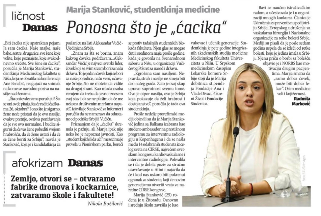 Hteli politički obračun, dobili spisak uspeha: Ko je Marija Stanković o kojoj piše „Danas”